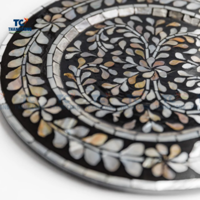 Black Round Mother of Pearl Trays (TCMTR - 9005)