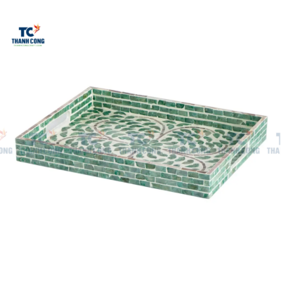 Retangular Green Mother Of Pearl Tray (TCMTR – 9014)