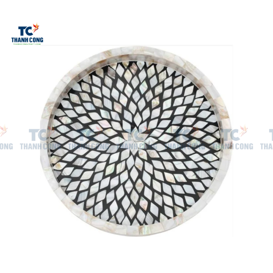 Mother of Pearl Trays with Black Pattern (TCMTR - 9007)