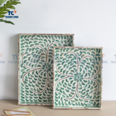 Retangular Green Mother Of Pearl Tray (TCMTR – 9014)