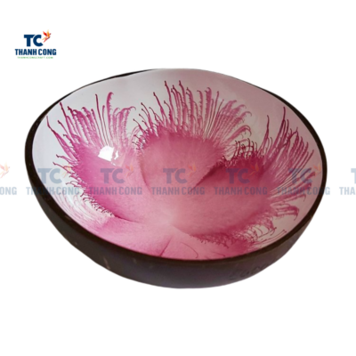 Lacquer Natural Coconut Bowls Supplier - Pink Flower (TCLCB-9002)