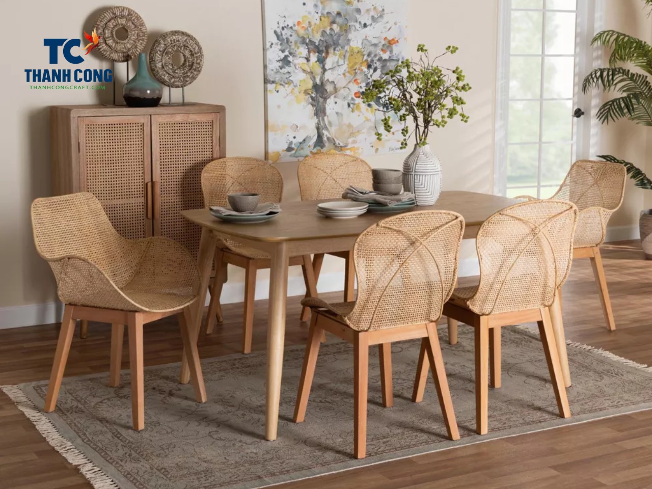 Decorative rattan table and chair models for cafes and restaurants