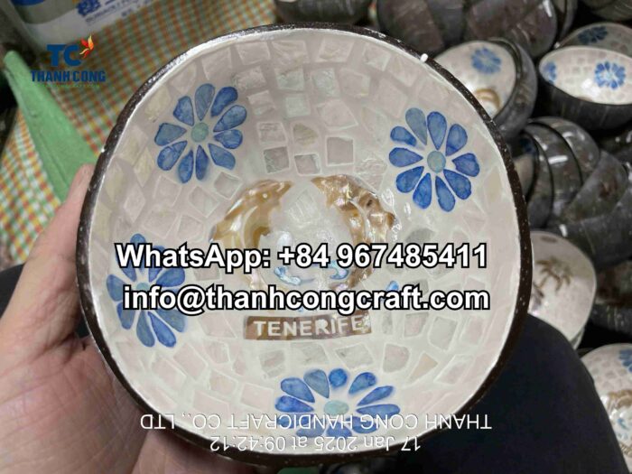 Nhà cung cấp bát vỏ dừa khảm xà cừ.