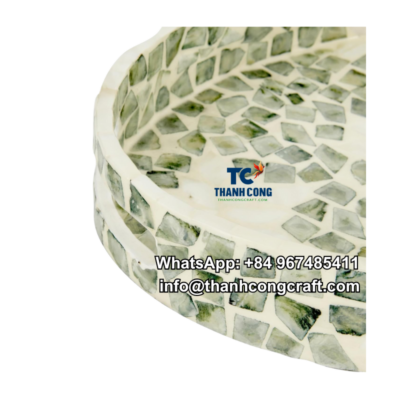 Round Green Mother of Pearl Tray - TCMTR 8661