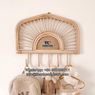 Arched Rattan Wall Shelf with Hooks wholesale (1)