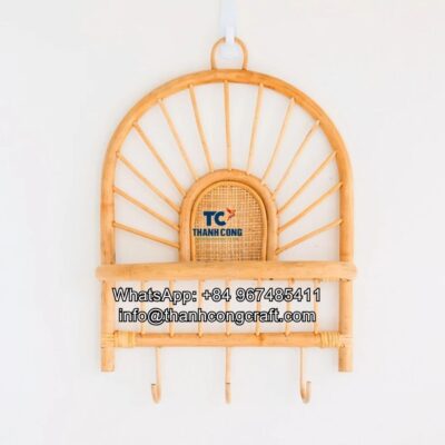 Arched Rattan Wall Shelf with Hooks wholesale (5)