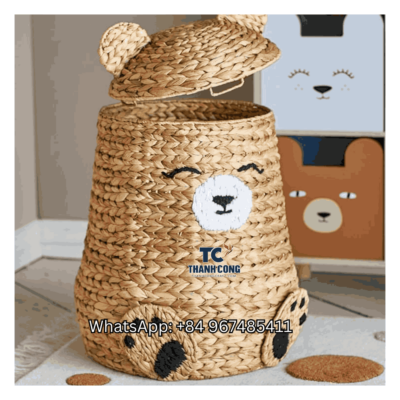 Bear-Shaped-Water-Hyacinth-Kid-Basket-Wholesale