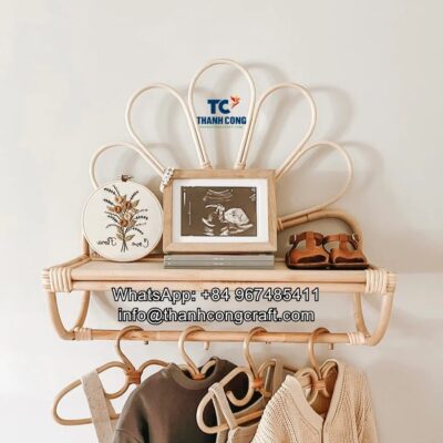 Flower-Shaped Rattan Shelf with Hanging Bar wholesale