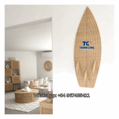 Surfboard-Shaped-Rattan-Wall-Decor-Wholesale-TCRKW-8988