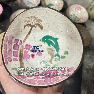 Wholesale Coconut Bowl with dolphin Inlay