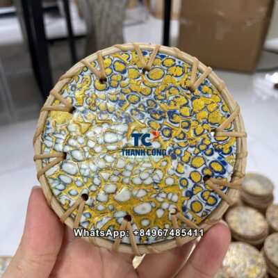 Wholesale Golden Eggshell Inlay Drink Coaster - TCRCO 8902