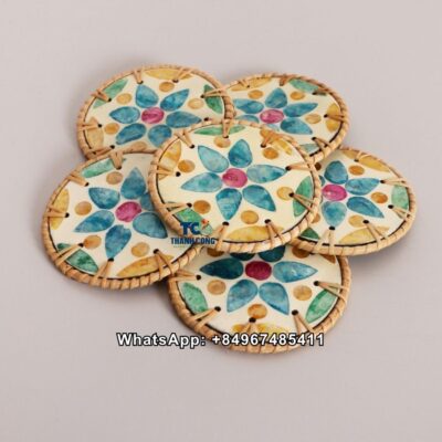 Wholesale Handmade Rattan MOP Coaster Set - TCMCO 8953