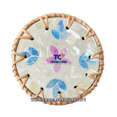 Wholesale Handwoven Rattan Shell Coaster - TCRCO 8909