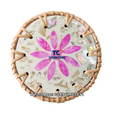 Wholesale Luxury Rattan Mother of Pearl Coasters - TCRCO 8905