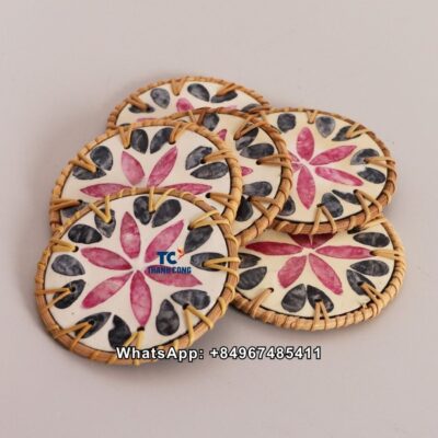 Wholesale Mother Of Pearl Rattan Flower Coaster - TCRCO 8921