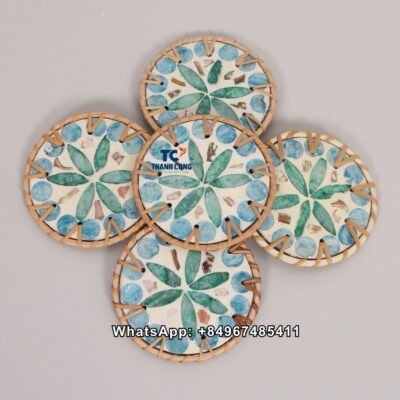 Wholesale Rattan Coaster With Mother of Pearl Color - TCRCO 8919