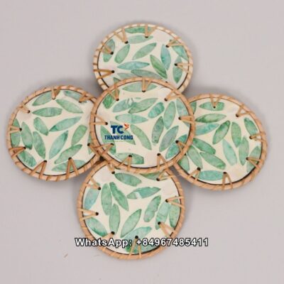 Wholesale Rattan Mother Of Pearl Drink Coaster - TCRCO 8922
