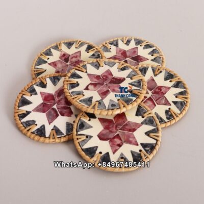 Wholesale Red Star Mother of Pearl Coaster
