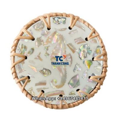 Wholesale Seahorse Rattan Mother Of Pearl Coaster - TCRCO 8894