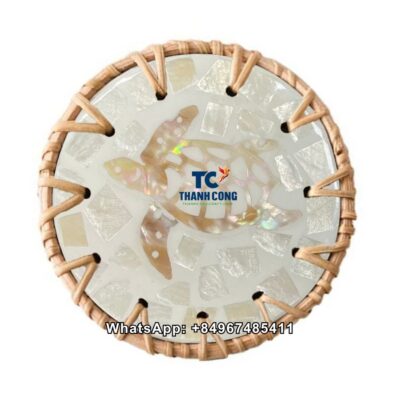 Wholesale Turtle Rattan Mother Of Pearl Coaster - TCRCO 8901