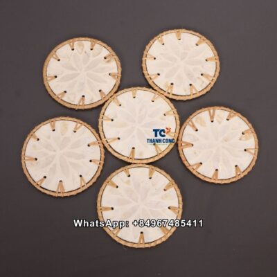 Wholesale While Rattan Mother Of Pearl Coaster - TCCT 9049