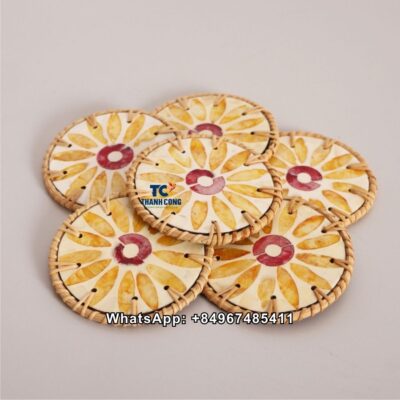 Wholesale Woven Rattan Coaster Set - TCRCO 8929