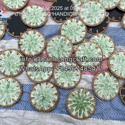 eco friendly mother of pearl coaster with rattan vietnam supplier (1)