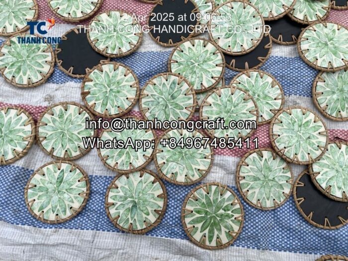 eco friendly mother of pearl coaster with rattan vietnam supplier (1)