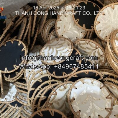 eco friendly mother of pearl coaster with rattan vietnam supplier (2)