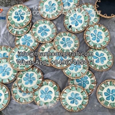 eco friendly mother of pearl coaster with rattan vietnam supplier (4)