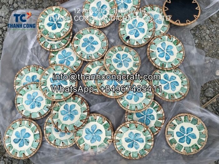 eco friendly mother of pearl coaster with rattan vietnam supplier (4)