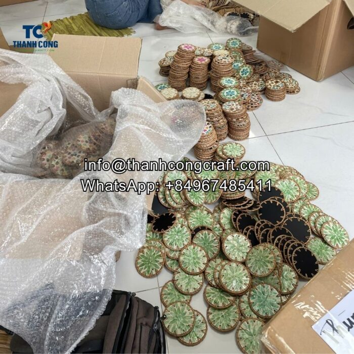 handmade rattan mother of pearl coaster set vietnam supplier (2)