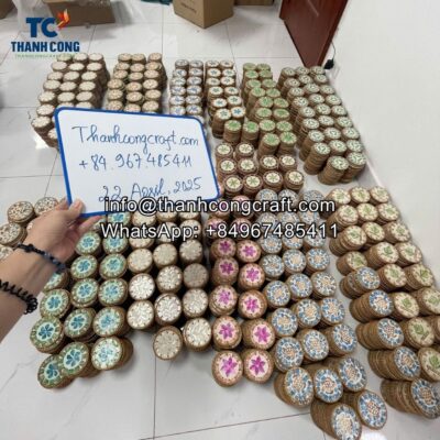 wholesale Rattan mother of pearl coasters set of 6 (1)