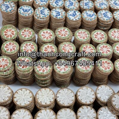 wholesale Rattan mother of pearl coasters set of 6 (5)