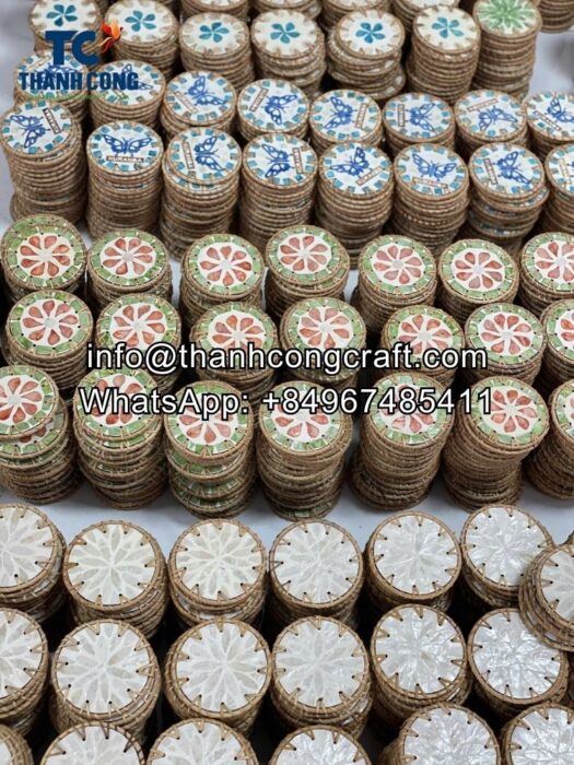 wholesale Rattan mother of pearl coasters set of 6 (5)
