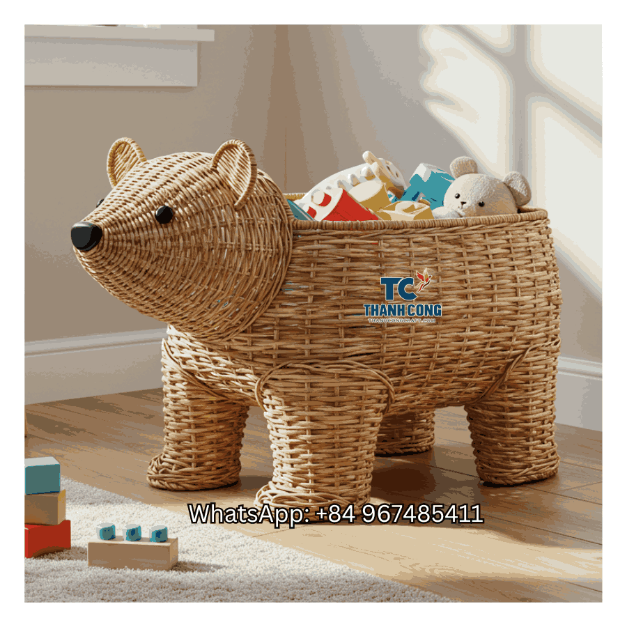 Bear Rattan Toy Storage Basket Wholesale - TCKRB 8932
