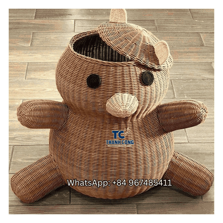 Bear Rattan Toy Storage Basket Wholesale - TCKRB 8942