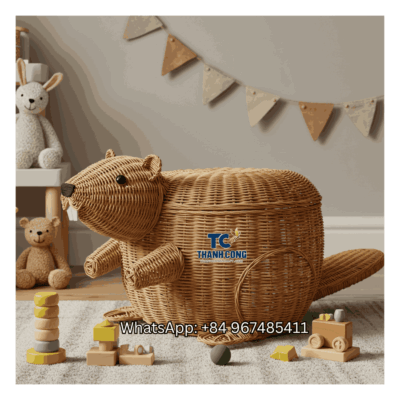 Beaver Rattan Toy Storage Basket Wholesale - TCKRB 8925