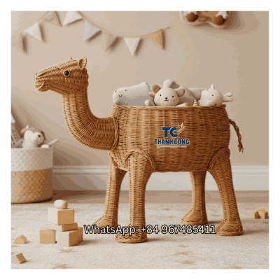 Camel Rattan Toy Storage Basket Wholesale - TCKRB 8926