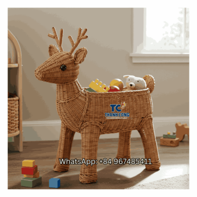 Deer Rattan Toy Storage Basket Wholesale - TCKRB 8944