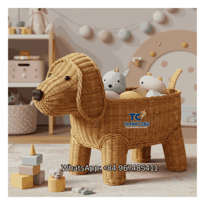 Dog Rattan Toy Storage Basket Wholesale - TCKRB 8945