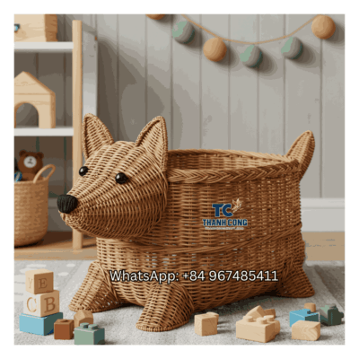 Fox Rattan Toy Storage Basket Wholesale - TCKRB 8913