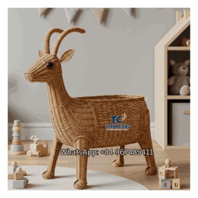 Gazelle Rattan Toy Storage Basket Wholesale - TCKRB 8910