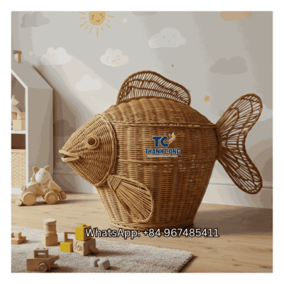 Gold Fish Rattan Toy Storage Basket Wholesale - TCKRB 8922