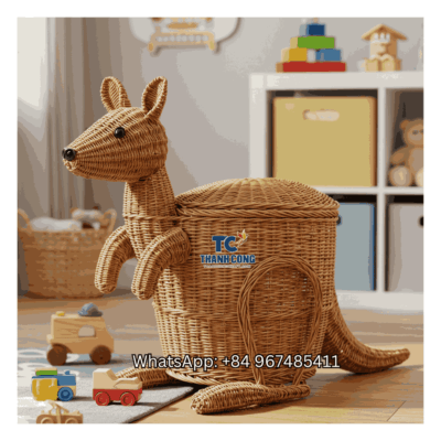 Kangaroo Rattan Toy Storage Basket Wholesale - TCKRB 8924