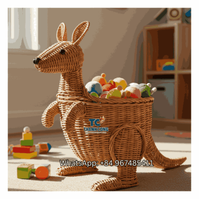 Kangaroo Rattan Toy Storage Basket Wholesale - TCKRB 8946