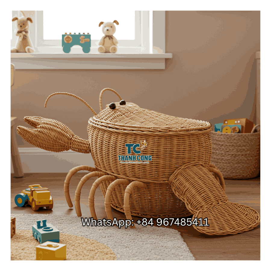 Lobster Rattan Toy Storage Basket Wholesale - TCKRB 8920