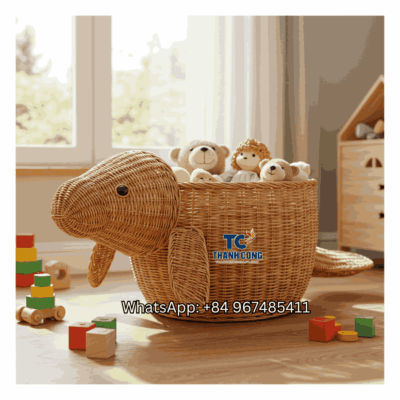 Manatee Rattan Toy Storage Basket Wholesale - TCKRB 8909