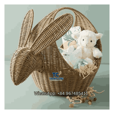 Rabbit Rattan Toy Storage Basket Wholesale - TCKRB 8937