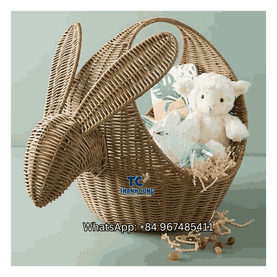 Rabbit Rattan Toy Storage Basket Wholesale - TCKRB 8937